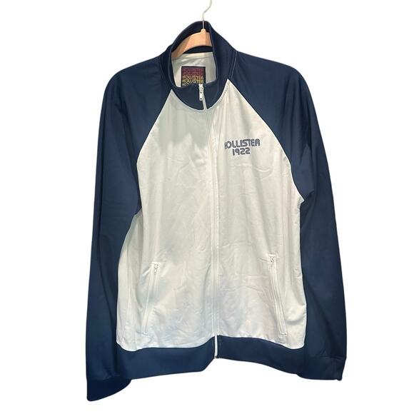 Hollister Vintage Y2K Men’s Zip Up White And Navy Blue 1922 Zip Up Track Jacket - Picture 8 of 8